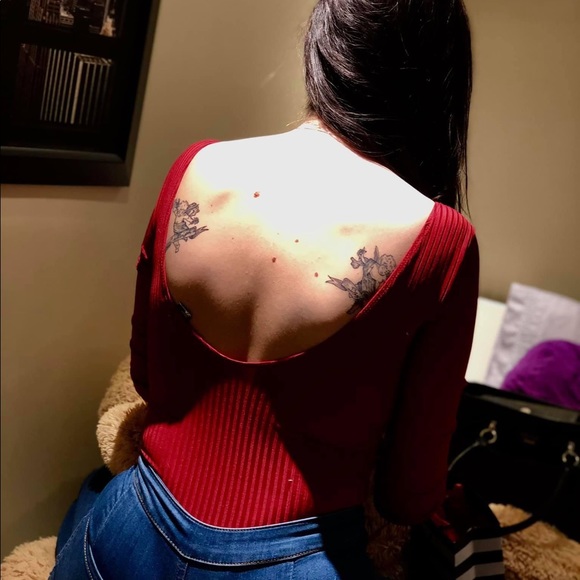 NWOT Red long sleeve open back thong bodysuit - Picture 1 of 4